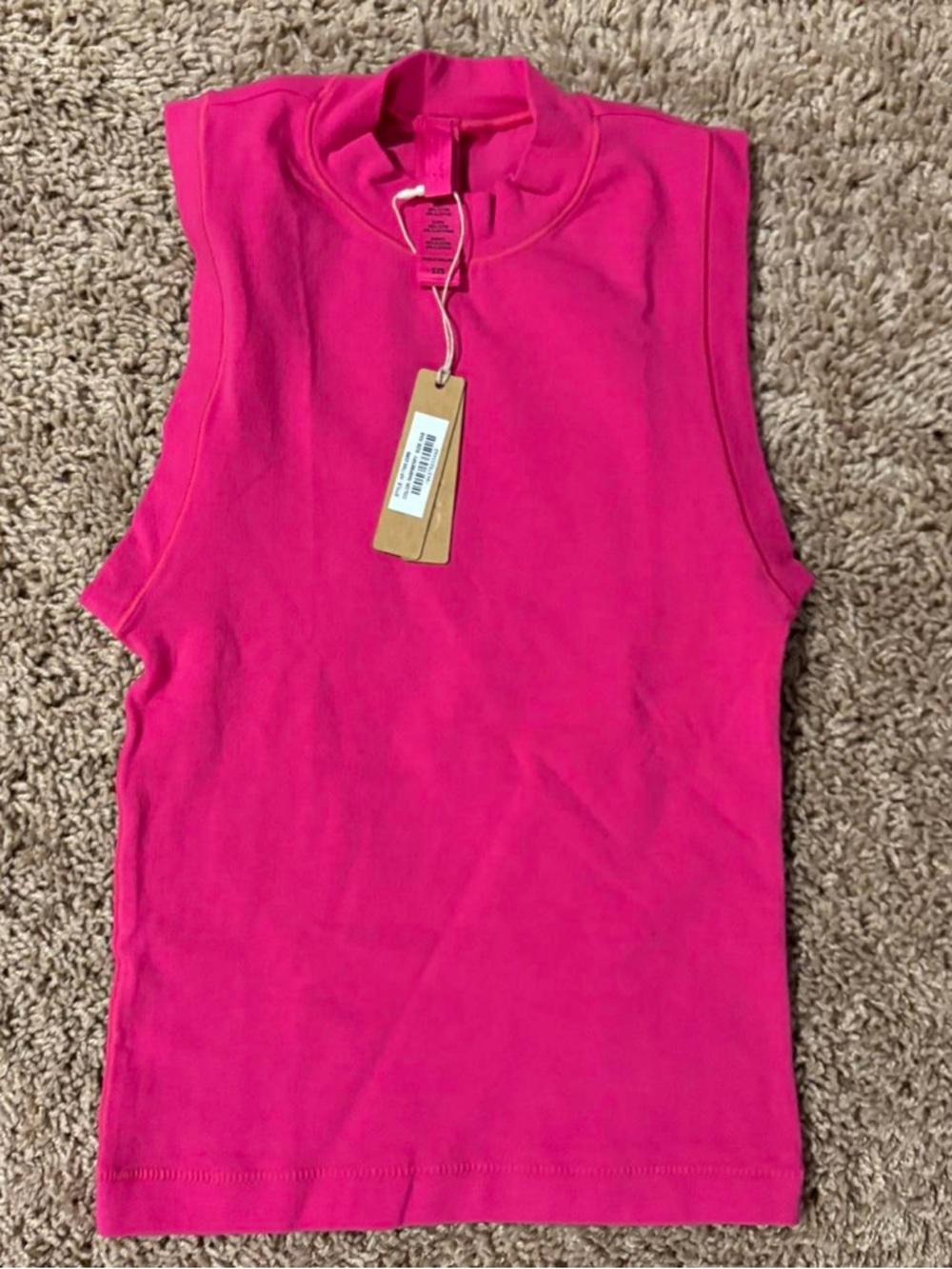 SKIMS Sleeveless Mock Neck Tank - Hot Pink